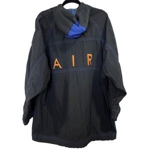 NIKE AIR Full Zip Vintage Windbreaker/Rain Hooded Jacket Front Pockets Nylon L